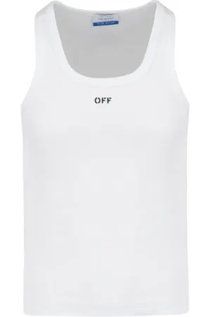 OFF-WHITE Top, Herre, Hvid, XS, Bomuld, Ribbet bomuldstop med logo