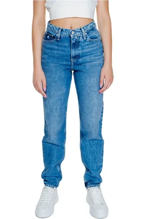 Calvin Klein Jeans, Dame, Blå, W34 L30, Bomuld, Blå Plain Kvinders Jeans med Lynlås