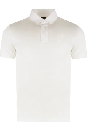 Emporio Armani Top, Herre, Hvid, 2XL, Bomuld, Ribbet Polo Skjorte med Sideslidser