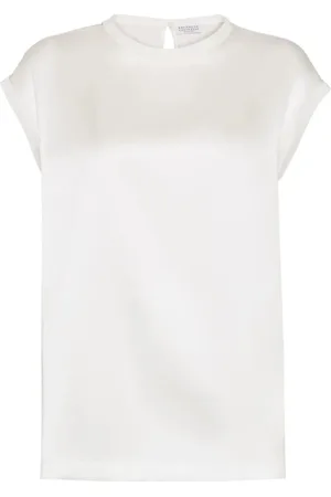 Brunello Cucinelli Bluser & Skjorter, Dame, Hvid, S, Afslappet Stribet Jersey T-shirt