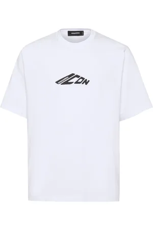 Dsquared2 Top, Herre, Hvid, XS, Bomuld, Bomulds T-shirt med Sort Logo