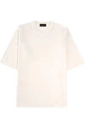 Roberto Collina Top, Herre, Hvid, XL, Bomuld, Minimalistisk Strikket T-shirt