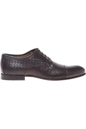 BALDININI Sko, Herre, Brun, 46 EU, Lace-up in leather and dark woven print