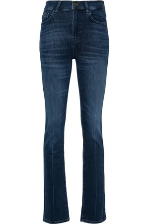 Frame Jeans, Dame, Blå, W26, Bomuld, High Straight Lange Jeans
