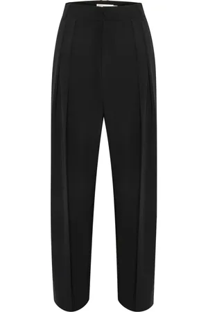INWEAR Bukser, Dame, Sort, 2XL, Uld, Plisseret Pant Sorte Stilfulde Bukser