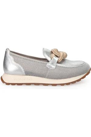 Hispanitas Sko, Dame, Grå, 40 EU, Polyester, Sølv Sneakers Mesh Design Maxi Ring Kæde