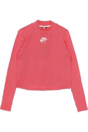 Nike Top, Dame, Rød, L, Uld, Two-Tone Ribbed Langærmet T-shirt