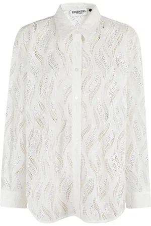 Essentiel Antwerp Bluser & Skjorter, Dame, Hvid, XS, Polyester, Hvid Blonde Skjorte med Preppy Krave