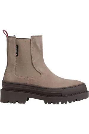 Tommy Hilfiger Sko, Dame, Grå, 40 EU, Læder, Suede Læder Ankelstøvle