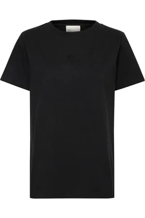 My Essential Wardrobe Top, Dame, Sort, S, Bomuld, Logo Broderet T-shirt