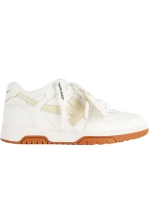 OFF-WHITE Sko, Herre, Hvid, 39 EU, Læder, Hvide lædersneakers med orange sål