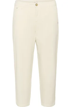 Cream Bukser, Dame, , W31, Twill Capri Bukser Straight-Leg Turtledove