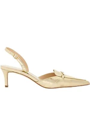 Michael Kors Sko, Dame, Gul, 35 EU, Læder, Metallic Cracked Leather Slingback Lena