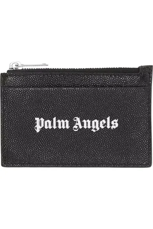 Palm Angels Tilbehør, unisex, Sort, ONE SIZE, Gothic Logo-Print Lynlåskortholder