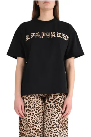 A PAPER KID Top, Dame, Sort, S, Bomuld, Bomuld Animal Print T-shirt