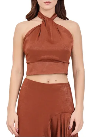AKEP Top, Dame, Brun, XS, Polyester, Top i viskose-polyesterblanding