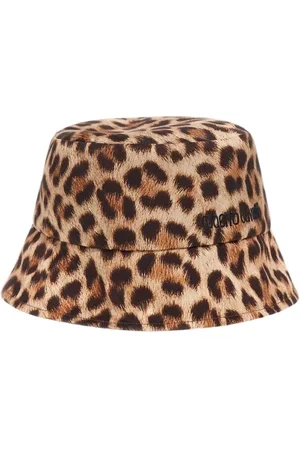 Roberto Cavalli Tilbehør, Dame, Brun, ONE SIZE, Bomuld, Leopard Print Logo Cap Hat