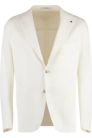 TAGLIATORE Jakke, Herre, Hvid, M, Bomuld, Bomuldsblazer med Reverskrave