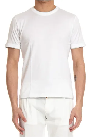 ELEVENTY Top, Herre, Hvid, XL, Bomuld, Hvid T-shirt med dobbelte kanter
