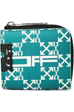 OFF-WHITE Tilbehør, Herre, Grøn, ONE SIZE, Læder, Monogram Zip Around Wallet