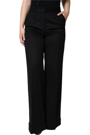 Dolce & Gabbana Bukser, Dame, Sort, XS, Sort Kashmir Højtaljet Bootcut Bukser