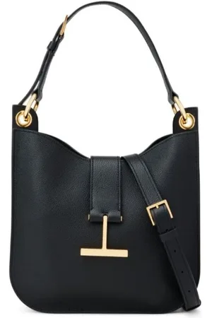 Tom Ford Taske, Dame, Sort, ONE SIZE, Læder, Kornlæder Crossbody Taske i Sort