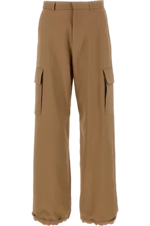 OFF-WHITE Bukser, Herre, , S, Uld, Ow Emb Drill Mid-Rise Wide Leg Bukser