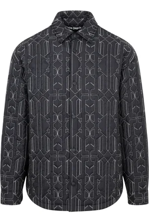 Palm Angels Skjorte, Herre, Grå, M, Quilted Grey Shirt