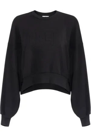 Elisabetta Franchi Sweathshirts & Hoodies, Dame, Sort, M, Bomuld, Sort bomulds langærmet sweater