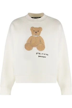 Palm Angels Sweathshirts & Hoodies, Herre, Hvid, M, Bomuld, Ribbet Bomuld Crew-Neck Sweatshirt