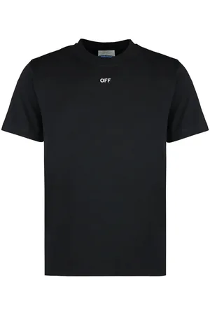 OFF-WHITE Top, Herre, Sort, S, Bomuld, Broderet bomulds T-shirt med rund hals