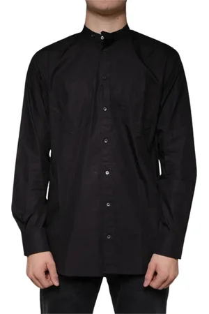 Dolce & Gabbana Skjorte, Herre, Sort, S, Bomuld, Sort Bomuldsknap Ned Skjorte