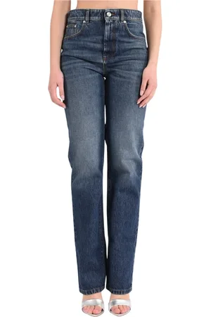 Sportmax Jeans, Dame, Blå, W27, Denim, Lavtaljede straight leg denim jeans