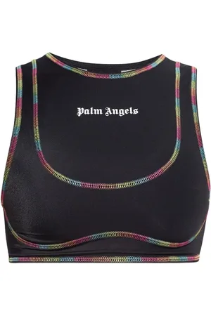 Palm Angels Top, Dame, Sort, M, Uld, Crop Top med pailletter
