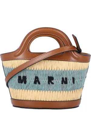 Marni Taske, Dame, Flerfarvet, ONE SIZE, Uld, Guld Sand Håndtaske med Vævede Paneler