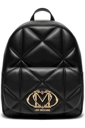 Moschino Taske, Dame, Sort, ONE SIZE, Uld, Quiltet rygsæk i med guldlogo
