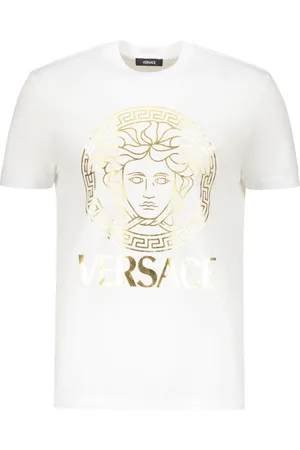 VERSACE Top, Herre, Hvid, L, Bomuld, Logo Print Bomuld T-shirt