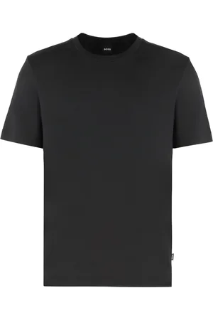 HUGO BOSS Top, Herre, Sort, 2XL, Bomuld, Ribbet crew-neck T-shirt blanding