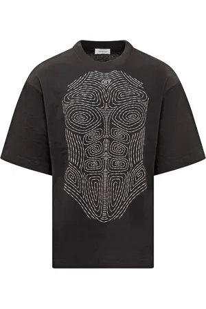 OFF-WHITE Top, Herre, Sort, S, Bomuld, Kortærmet T-shirt med Rund Hals og Logo