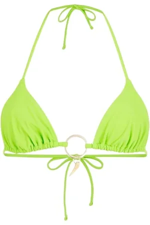 Roberto Cavalli Badetøj, Dame, Grøn, M, Uld, Tiger Tooth Halterneck Bikini Top