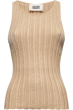 Silvian Heach Top, Dame, , L, Bomuld, Top ærmeløs i lurex strik
