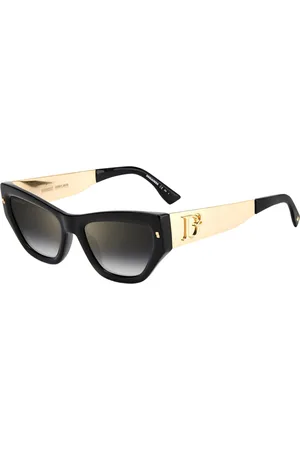 Dsquared2 Tilbehør, Dame, Sort, 53 MM, Uld, Guld Sort Solbriller med Grå Skygge Spejlet