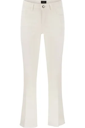 FAY Bukser, Dame, Hvid, W29, Bomuld, Stretch Bomulds 5-Pocket Bukser med Flosset Kant