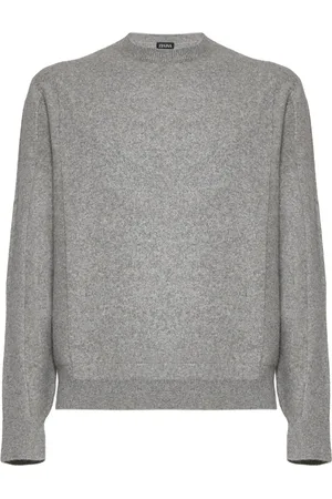 Ermenegildo Zegna Strik, Herre, Grå, L, Cashmere, Mid Grey Wool Cashmere Crew Neck Sweater