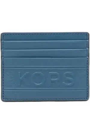Michael Kors Tilbehør, Herre, Blå, ONE SIZE, Læder, Læder Kreditkortholder Pung