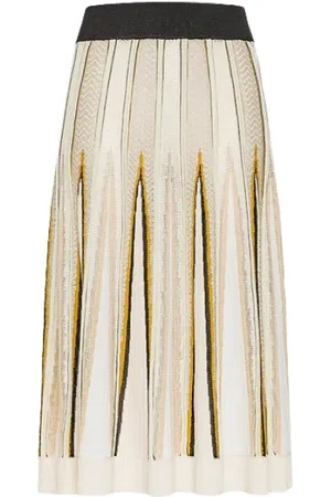 FORTE FORTE Nederdel, Dame, , L, Polyester, Chevron Strik Midi A-line Nederdel