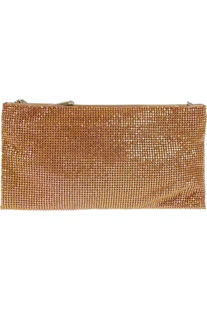 BENEDETTA BRUZZICHES Taske, Dame, Brun, ONE SIZE, Satin, Pink & Purple Rhinestone Mesh Clutch