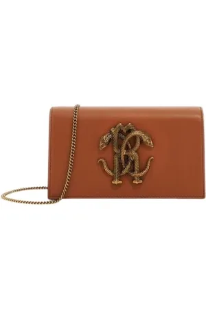Roberto Cavalli Taske, Dame, Brun, ONE SIZE, Uld, Monogram Mirror Snake Skuldertaske