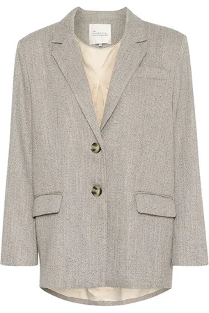 My Essential Wardrobe Jakke, Dame, Grå, XL, Uld, Elegant Blazer Oatmeal Melange