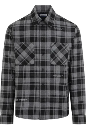 OFF-WHITE Skjorte, Herre, Grå, M, Bomuld, Check Flannel Skjorte